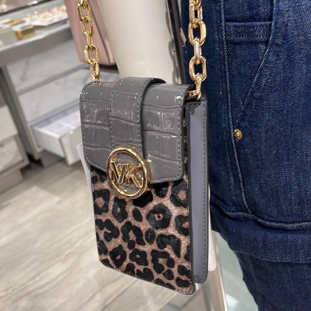 Michael Kors Carmen Small NS Phone XBODY HairCalf 
HTHR Gray Multi - Picture 10 of 16